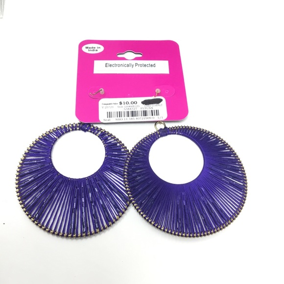 District L.A. Cobalt Blue Beaded Statement Hoops - Picture 5 of 6